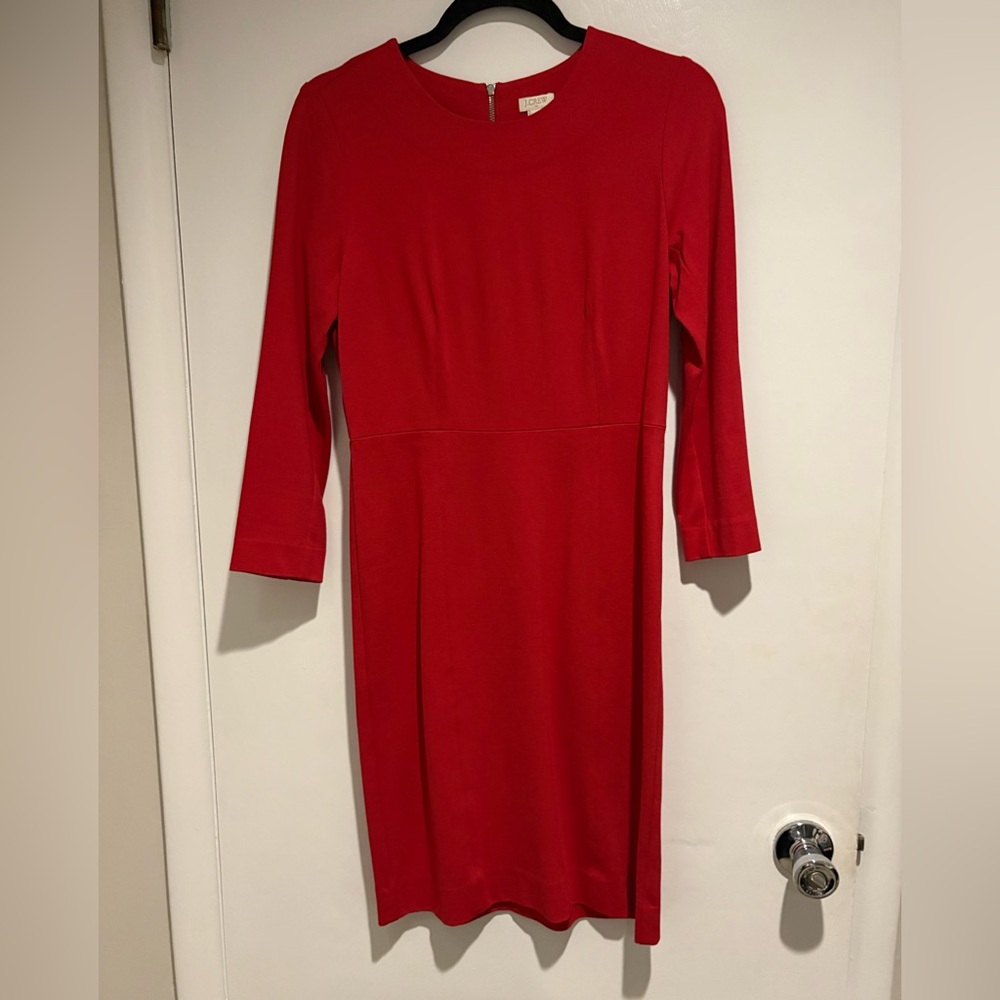 J. Crew Red Long-Sleeve Sheath Dress
